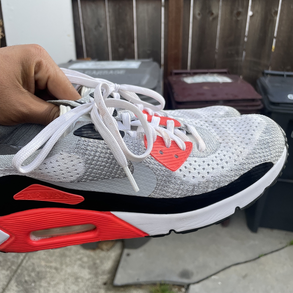 Gray and Red Athletic Sneakers